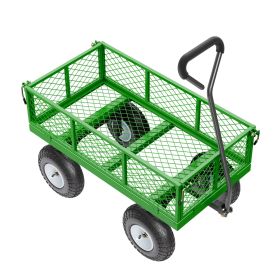 680 Lbs Steel Garden Cart on Wheels, Heavy Duty Garden Wagon Cart Pullable, Metal Outdoor Utility Yard Wagon Carts with 10" Tires