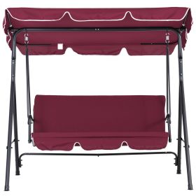 Outdoor Patio Swing Chair with Adjustable Tilt Canopy and Removable Cushion, Red