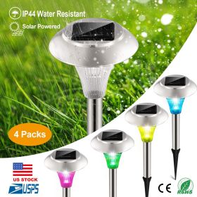 4Packs Solar Garden Lights Outdoor IP44 Waterproof Solar Pathway Lights Color Changing Landscape Lamps 10Hrs Lawn Lighting for Yard Driveway Walk