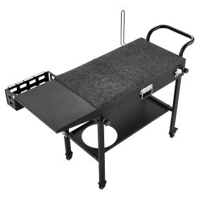 Outdoor Grill Cart, 31.0 x 17.0 inch Tabletop Size Grilling Table, Foldable Outdoor Cooking Table with Tissue Holder, Hooks, Wheels, Side Table