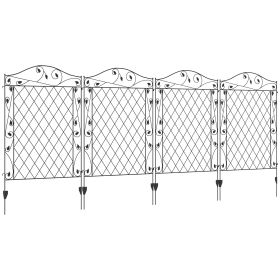 Garden Fence, 4 Pack Steel Fence Panels, 11.5' L x 43" H, Rust-Resistant Decorative Border Flower Edging for Yard, Landscape, Patio, Outdoor Deco