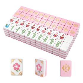 160PCS 3D Printed Floating Mahjong Set With 4 Colorful Dice, Pink Or Blue American Mahjong Tiles (Option: 3D Printed Floating Mahjong Se-3D Printed Plastic-Pink)