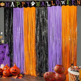 Halloween Trick Or Treat Backdrop Banner, Party Wall Door Decoration For Indoor Outdoor Events (Option: Black orange purple)