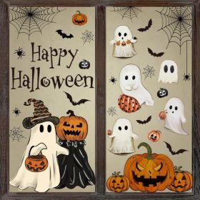 6 Sheet Halloween Window Clings, Vintage Ghost, Evil Pumpkin & Bat Reusable Window Decals For Halloween Fall Party Home Glass Decor (Option: MULTI)