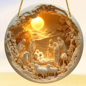 Christmas Nativity Scene Ornament, Acrylic Jesus Birth Pendant, Christian Christmas Tree Hanging Decoration (Option: 1Pcs)