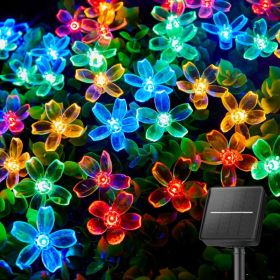 60 LED Flower Solar String Lights Outdoor Waterproof Fairy Lights 8 Lighting Modes & Waterproof Outdoor Lights For Garden Yard Fence Patio (Option: Multicolor)