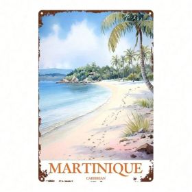 CIFbuy 1pc 8x12 Inch Martinique Tropical Beach Metal Sign, Vintage Retro Tin Plaque Wall Art, 2D Flat Printed Square Iron Decor For Hom TikTok, T (Option: defaulttitle)