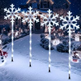 4 Pack Solar Snowflake Pathway Lights, White Christmas Yard Decor (Option: White)
