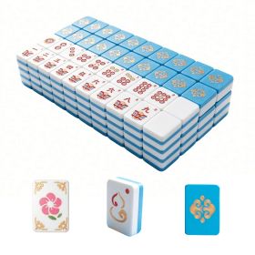 160PCS 3D Printed Floating Mahjong Set With 4 Colorful Dice, Pink Or Blue American Mahjong Tiles (Option: 3D Printed Floating Mahjong Se-3D Printed Plastic-Blue)