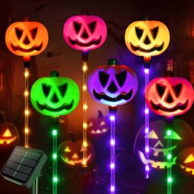 Set Of 6 Solar Pumpkin Pathway Lights For Halloween Decorations Outdoor, Color Changing Outdoor Lights (Option: Multicolor)