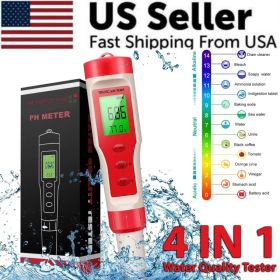 4 in 1 Digital PH EC Meter LCD Tester Pocket Hydroponics Aquarium Water Test Pen (Option: default title)