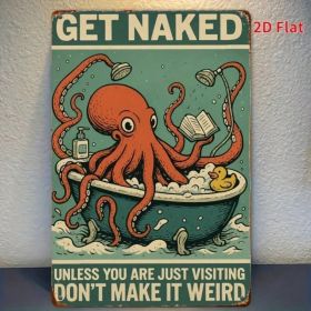 CIFbuy Vintage Octopus Bathtub Metal Sign 8x12 Inch, Rustic 2D Flat Iron Wall Art, Waterproof Farmhouse Bathroom Decor Hanging Plaque O TikTok, T (Option: defaulttitle)