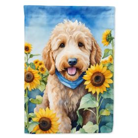 Goldendoodle in Sunflowers Garden Flag Mailbox Flag Decorative Yard Flag Banner Outside Patio Artwork Yard Flower Beds, Garden Size, Multicolor (Option: Default)