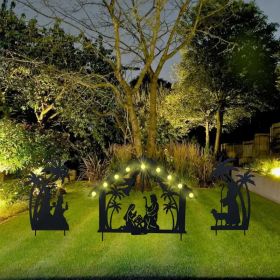 Christmas Garden Jesus Scene Decor, Solar Lighted Outdoor Nativity Set with 9 LED Lights, Christmas Decoration for Indoor Outdoor Holiday Party G (Option: Nativity Scene)