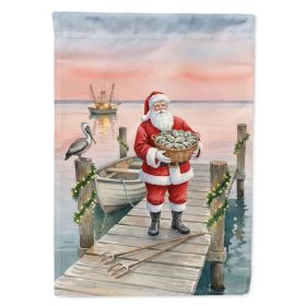 Fishing Santa Claus with Oysters Christmas House Flag Large Porch Sleeve Pole Decorative Outside Yard Banner Artwork Wall Hanging, Polyester, Hou (Option: Default)