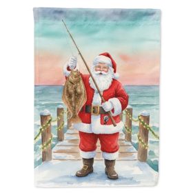 Fishing Santa Claus with Flounder Christmas House Flag Large Porch Sleeve Pole Decorative Outside Yard Banner Artwork Wall Hanging, Polyester, Ho (Option: Default)