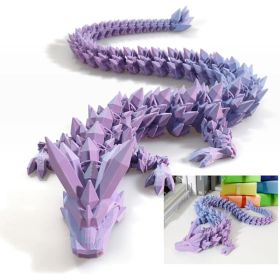 30" Large 3D Printed Dragon,Flexible Articulated Crystal Dragon Fidget Toy,Cool Big Dragon Toy,Huge 3D Printed Dragon Gift for Girls Boys Kids  C (Option: Pink Purple)
