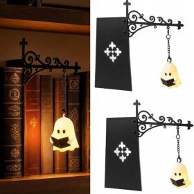 2PCS Bookshelf Light, 3D Ghost Reading Book Lamp, Halloween Lamp For Book Nook, Library Shelf, Bedroom, Mantel  Halloween (Option: White)