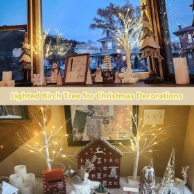 2-Pack 2FT Lighted Birch Tree with Timer for Christmas Decorations Indoor, Artificial Birch Tree with 48 LED Warm White Lights, Fairy Light Table (Option: 2 Pack)