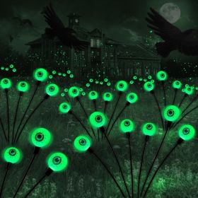 Halloween Decorations Outdoor Solar Scary Eyeball Lights,2PACKS 12LED Green Eyeball Swaying Firefly Lights ,Waterproof Solar Halloween Path Light (Option: Black)