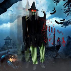 Scary Halloween Decorations Outdoor, Halloween Hanging Swinging Doll Girl with Sound & Slap Activated, Light Up Eyes Creepy Sound Expressions, La (Option: Halloween hanging witch)