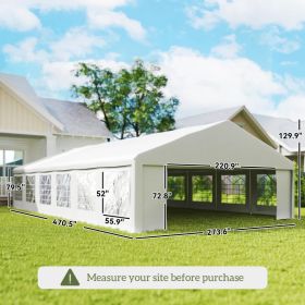 Outsunny 23' X 39' Large Outdoor Carport Canopy Party Tent With Removable Protective Sidewalls & Windows, White (Option: White)