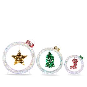 Set of 3 Lighted Iridescent Cut-out Light Bulb Christmas Decorations, Pre-lit Holiday Decor with 295 White LED Lights for Xmas Outdoor Indoor Dec (Option: 74735035)