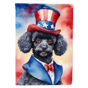 Black Poodle Patriotic American House Flag Large Porch Sleeve Pole Decorative Outside Yard Banner Artwork Wall Hanging, Polyester, House Size, Mu (Option: Default)