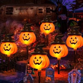 6 Pack Solar Jack O Lantern Stake String Lights Orange Halloween Pathway Decor For Outdoor Halloween Yard Display (Option: Orange)
