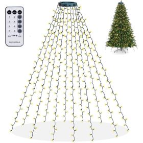 Christmas Tree Lights, 448 LED Waterfall Tree Topper Lights With Remote & 8 Lighting Modes, 8.2FT X 16 Lines Christmas Light For Indoor (Option: Green)