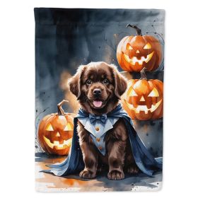 Chocolate Newfoundland Puppy Halloween House Flag Large Porch Sleeve Pole Decorative Outside Yard Banner Artwork Wall Hanging, Polyester, House S (Option: Default)