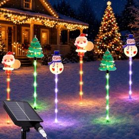 Set Of 6 Moving Outdoor Christmas Yard Stake Lights, Solar And Battery-Powered LED Decorations Featuring Santa Claus, Reindeer, And Christmas Tre (Option: 1)