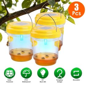 3Pack Solar Wasp Traps Outdoor Hanging Insect Catchers With UV Light For Paper Wasps Yellow Jackets Small Hornets Fruit Flies House Flies (Option: 3Pcs)