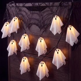 Halloween Ghost String Lights, 8.5FT 10 LED Plug-in Halloween Lights (Option: White)