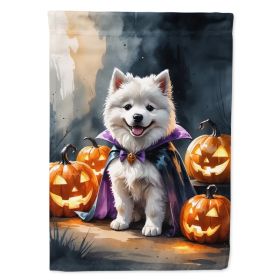 Samoyed Puppy Halloween House Flag Large Porch Sleeve Pole Decorative Outside Yard Banner Artwork Wall Hanging, Polyester, House Size, Multicolor (Option: Default)