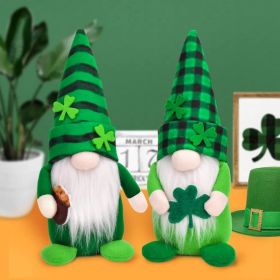 St Patricks Day Gnomes Decorations, 2 Pack Gnomes Plush Lucky Green Shamrock Home Table Decor Ornaments for Irish Saint Patrick's Day (Option: Green)