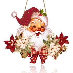 Christmas Hanging Wooden Sign, Vintage Santa Claus Welcome Decor For Front Door, Wall Hanging Decoration For Indoor & Outdoor (Option: Christmas)