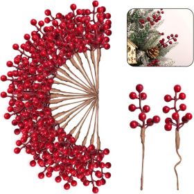 Red Berry Christmas Tree Stems 50 Units, 6.5 Inch Artificial Berry Picks For Christmas Tree, Wreaths, Garlands And Holiday Decor (Option: Red)