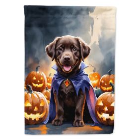 Chocolate Labrador Retriever Puppy Halloween House Flag Large Porch Sleeve Pole Decorative Outside Yard Banner Artwork Wall Hanging, Polyester, H (Option: Default)