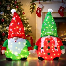 2 Pack 40inch Lighted Christmas Gnomes 3D Yard Art Decoration (Option: Red)