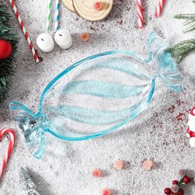 Christmas Candy Glass Plate, Christmas Theme Serving Tray for Holiday Desserts, Cookies & Candy Display, Festive Party Bowl, Red XMAS Decorations (Option: Large-Blue)