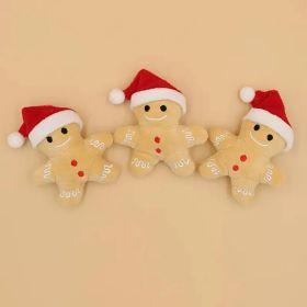 3pcs Plush Gingerbread for Man Cat & Dog - Soft Fabric Toys with Santa Hats, Battery-Free Interactive Play, Cute Cartoon Gingerbread Men with Ici (Option: White)