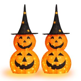 2pcs 3ft Halloween Collapsible Pumpkin Decorations 150 LED Lights (Option: 85008696)