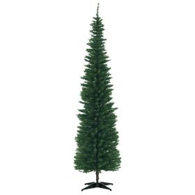 7ft Unlit Pencil Artificial Christmas Tree with Realistic Branches and 499 Tips, Plastic Base, Green (Option: Green-930x200x230 mm)
