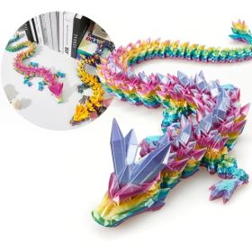 30" Large 3D Printed Dragon,Flexible Articulated Crystal Dragon Fidget Toy,Cool Big Dragon Toy,Huge 3D Printed Dragon Gift for Girls Boys Kids  C (Option: Rainbow)