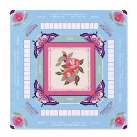 American Mahjong Playing Mat With Printed Charleston Guide, 80 X 80cm Square Table Mat For 4 Players, Floral Butterfly Design (Option: American Mahjong Playing Mat-Blue)