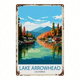 CIFbuy 1pc Arrowhead Lake California Autumn Scenery Metal Sign, Retro Distressed Vintage Wall Art For Home Bar Garage Cafe Rest Decor TikTok, Tik (Option: defaulttitle)