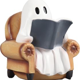 Ghost Reading Book Figurine, Cute Halloween Decor For Bookshelf, Table, Desk & Book Lovers (Option: White)