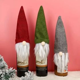 3pcs Festive Gnome Wine Bottle Covers - Red, Green, Gray with White Beards - Ideal for Christmas & Holiday Decor, Polyester, Indoor/Outdoor Use, (Option: 3pcs bottle sleeve)