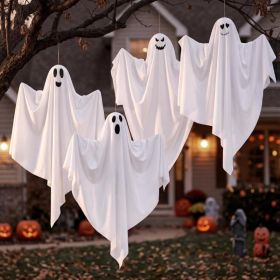 4 Pcs Halloween Party Decoration 27.5 Hanging Ghosts Cute Flying Ghost For Front Yard Halloween Decorations Outdoor Party Decor And Holiday Decor (Option: White)